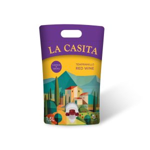 Diseño de packaging para vino en envase Tetra Pak de cartón, marca La Casita, 1,5 litros